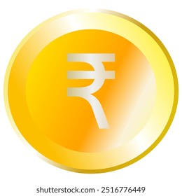 Rupee Currency Gold Coin Circle Symbol Transparent Background Vector Symbol PNG 