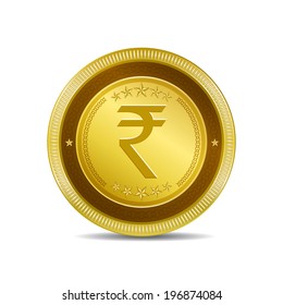 Rupee Currency Sign Circular Vector Gold Web Icon Button