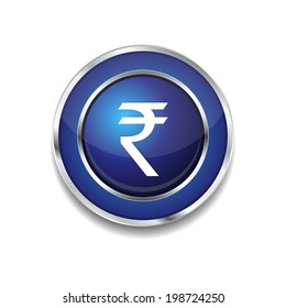 Rupee Currency Sign Circular Vector Blue Web Icon Button