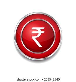 Rupee Currency Sign Circular Vector Red Web Icon Button