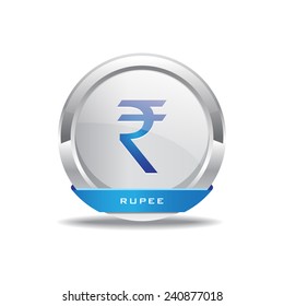 Rupee Currency Sign Circular Vector Blue Web Icon Button