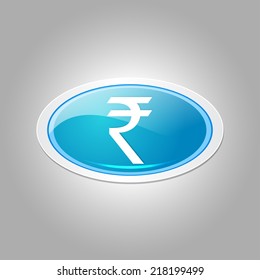 Rupee Currency Sign Elliptical Vector Blue Web Icon Button