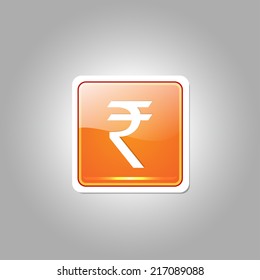 Rupee Currency Sign Square Vector Orange Web Icon Button