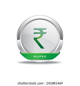 Rupee Currency Sign Vector GreenWeb Icon Button