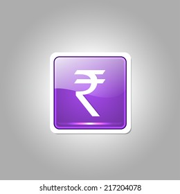 Rupee Currency Sign Vector Purple Web Icon Button