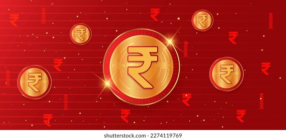 Rupee currency symbol of India vector illustration banner and background