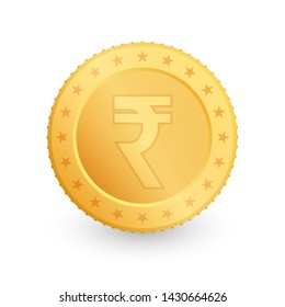 Rupee Gold coin isolated on white background. Vector illustration.