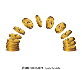 Rupee Gold coin Stack. Financial growth concept with golden coin Rupee.