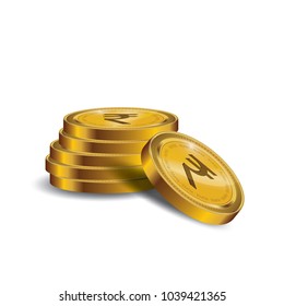 Rupee Gold coin Stack. Financial growth concept with golden coin Rupee.