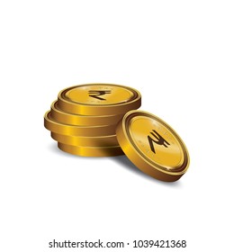 Rupee Gold coin Stack. Financial growth concept with golden coin Rupee.