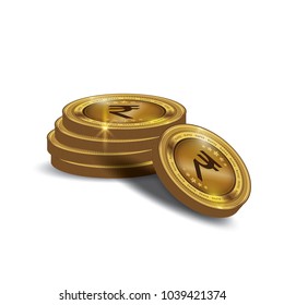 Rupee Gold coin Stack. Financial growth concept with golden coin Rupee.