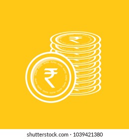 Rupee Gold coin Stack. Financial growth concept with golden coin Rupee.