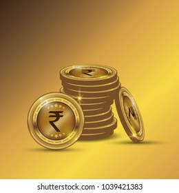 Rupee Gold coin Stack. Financial growth concept with golden coin Rupee.