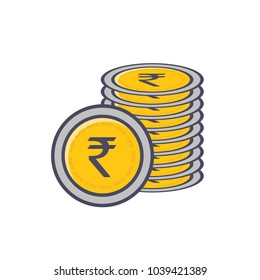 Rupee Gold coin Stack. Financial growth concept with golden coin Rupee.