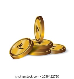 Rupee Gold coin Stack. Financial growth concept with golden coin Rupee. 