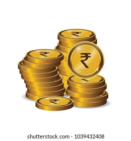 Rupee Gold coin Stack. Financial growth concept with golden coin Rupee.
