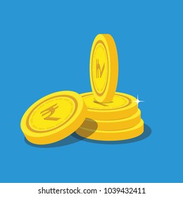 Rupee Gold coin Stack. Financial growth concept with golden coin Rupee.