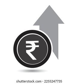 Icono vectorial de la moneda de crecimiento de la rupia