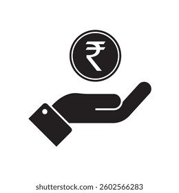 
rupee hand black vector design
