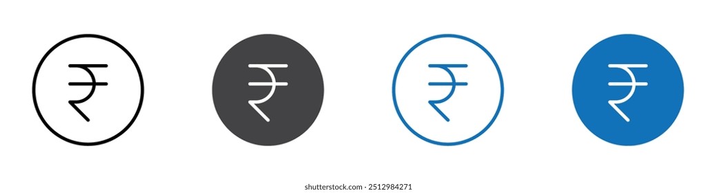 Rupee icon flat editable icon mark set.