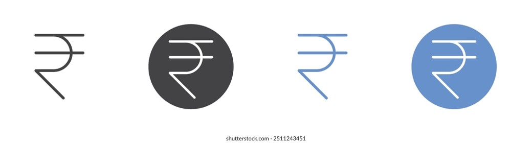 Rupee icon Flat set in black and white color