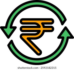 Rupee Icon Lineal Color Vector Illustration