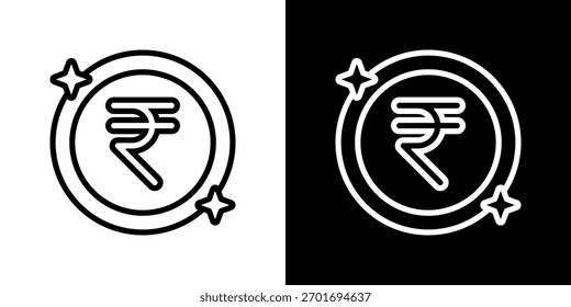 Rupee Icon Set. Clean Line Design With Light And Dark Versions For Versatile Use.
