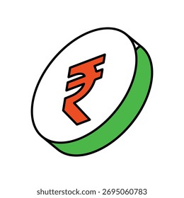 Rupee icon with white background vector stock illustration
