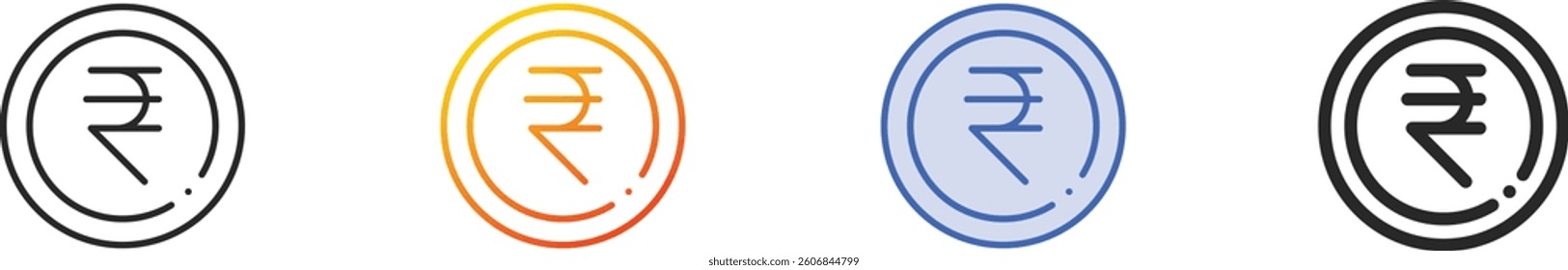 rupee icon.Thin Linear, Gradient, Blue Stroke and bold Style Design Isolated On White Background