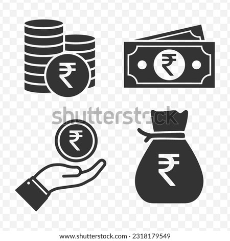 Rupee , Indian rupees icons set money icon vector image on transparent background (PNG).