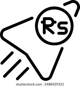 Vector de ilustración de icono de línea de rupia