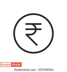 Rupee line icon. Simple outline style, rupee symbol. Bank, money cash business concept. Vector illustration isolated on white background. Editable stroke EPS 10.