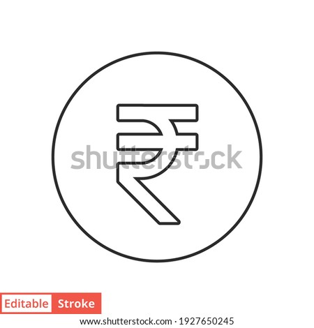 Rupee line icon. Simple outline style, rupee symbol. Bank, money cash business concept. Vector illustration isolated on white background. Editable stroke EPS 10.