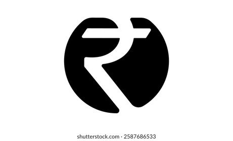 Rupee logo , black isolated silhouette