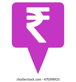 Rupee Map Pointer icon. Vector style is flat iconic symbol with rounded angles, violet color, white background.