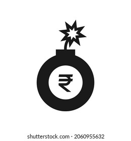 El concepto de icono de la explosión del dinero de rupia aislado en fondo blanco. Ilustración del vector
