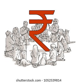 rupee money new religion worshipers