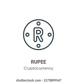 Rupee outline vector icon. Thin line black rupee icon, flat vector simple element illustration from editable cryptocurrency concept isolated on white background