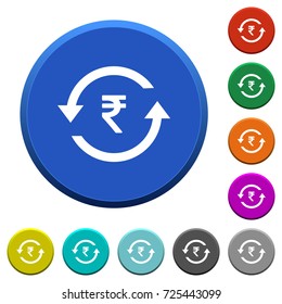 Rupee pay back round color beveled buttons with smooth surfaces and flat white icons