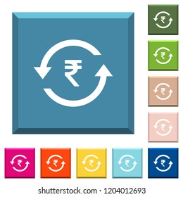 Rupee pay back white icons on edged square buttons in various trendy colors