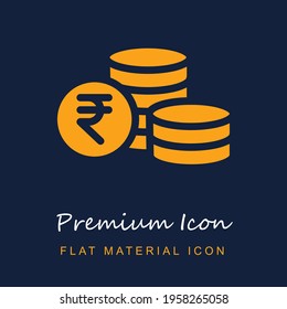 Rupee premium material ui ux isolated vector icon in navy blue and orange colors