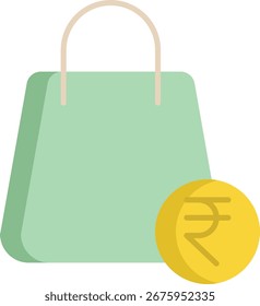 Rupee shopping bag flat icon