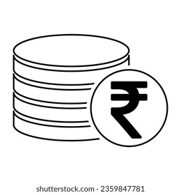 Rupee stack coin, flat icon money design, cash sign vector illustration .