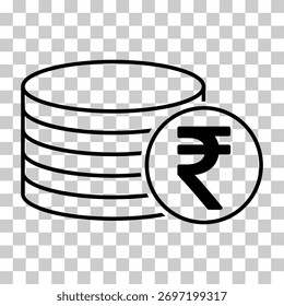 Moeda de pilha de rúpia, design de dinheiro ícone plano, ilustração vetor de sinal de dinheiro .