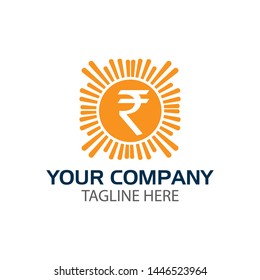 Rupee sun logo, flat design. Vector Illustration on white background