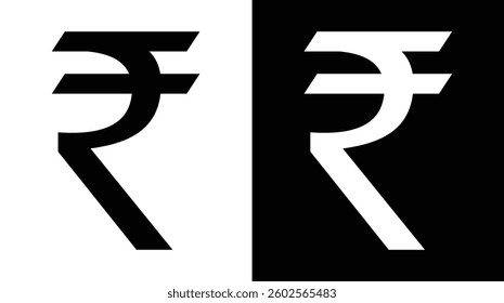 
rupee symbol black white backround design