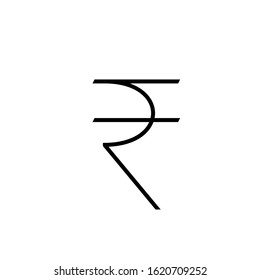 Rupee Symbol Thin Line Icon. Clipart Image Isolated On White Background