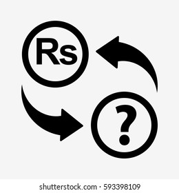 Rupee transfer. Currency convert icon. Isolated on white background. Flat vector illustration