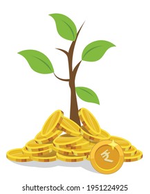 Rupee Tree Investment Growth Vector Illustration