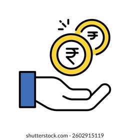 Rupee vector filled outline icon. EPS 10 file